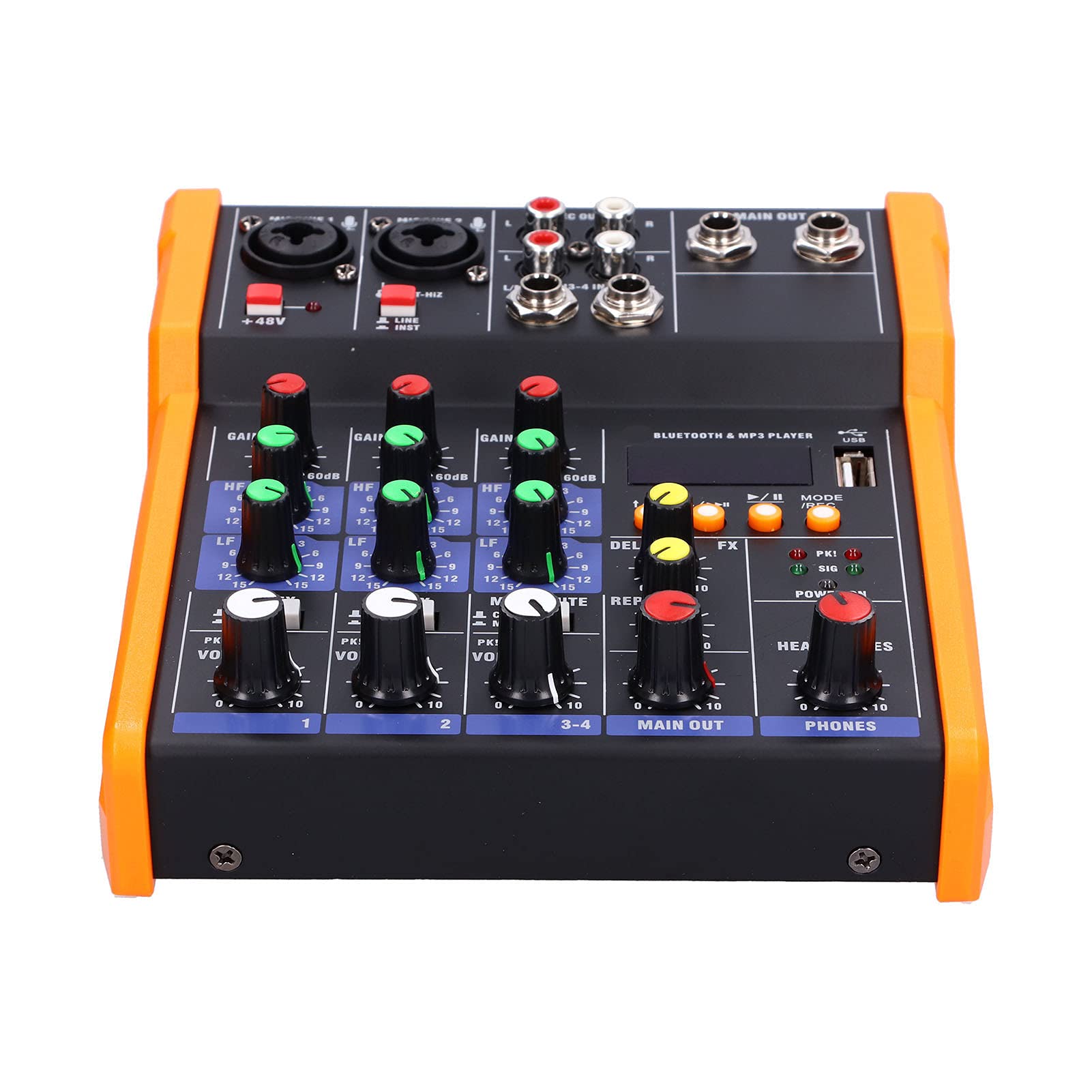Mixeur audio 4 voies - Réduction du bruit intelligente - Prise USB sans fil - Console de mixage sonore portable pour Webcast Party