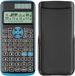 Calculadoras científicas, calculadoras solares Rudnia com tela de 4 linhas, 10 + 2 dígitos e calculadora de 552 funções, ideal para estudantes do ensino médio e universitário (preto)