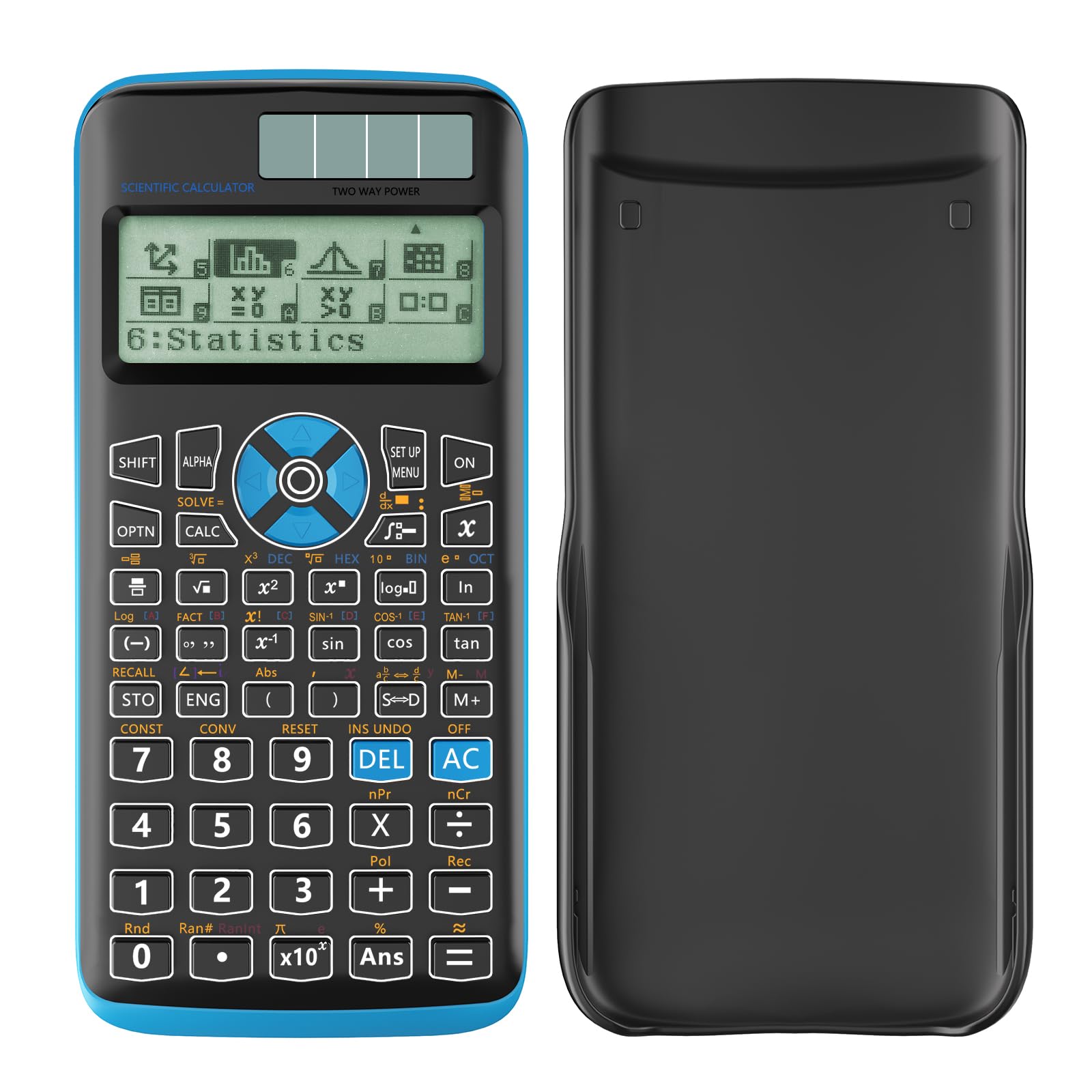 Calculadoras científicas, calculadoras solares Rudnia con pantalla de 4 líneas, calculadora de 10+2 dígitos y 417 funciones, ideal para estudiantes de secundaria y universitarios (negro)