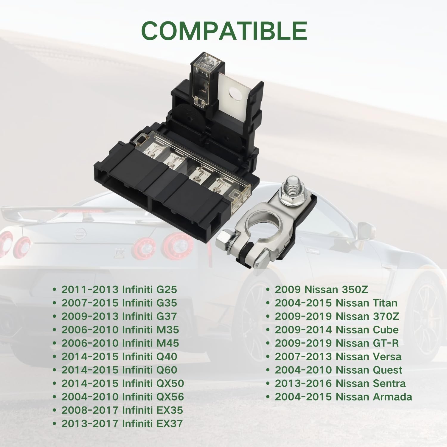 24380-79915 Positive Battery Fuse Holder with Battery Terminal Connector for Nissan 350Z 370Z Cube GT-R Armada Titan Sentra Quest Versa/Infiniti G25 G35 G37 EX35 EX37 Q40 Q60 QX50 QX56 M35 M45
