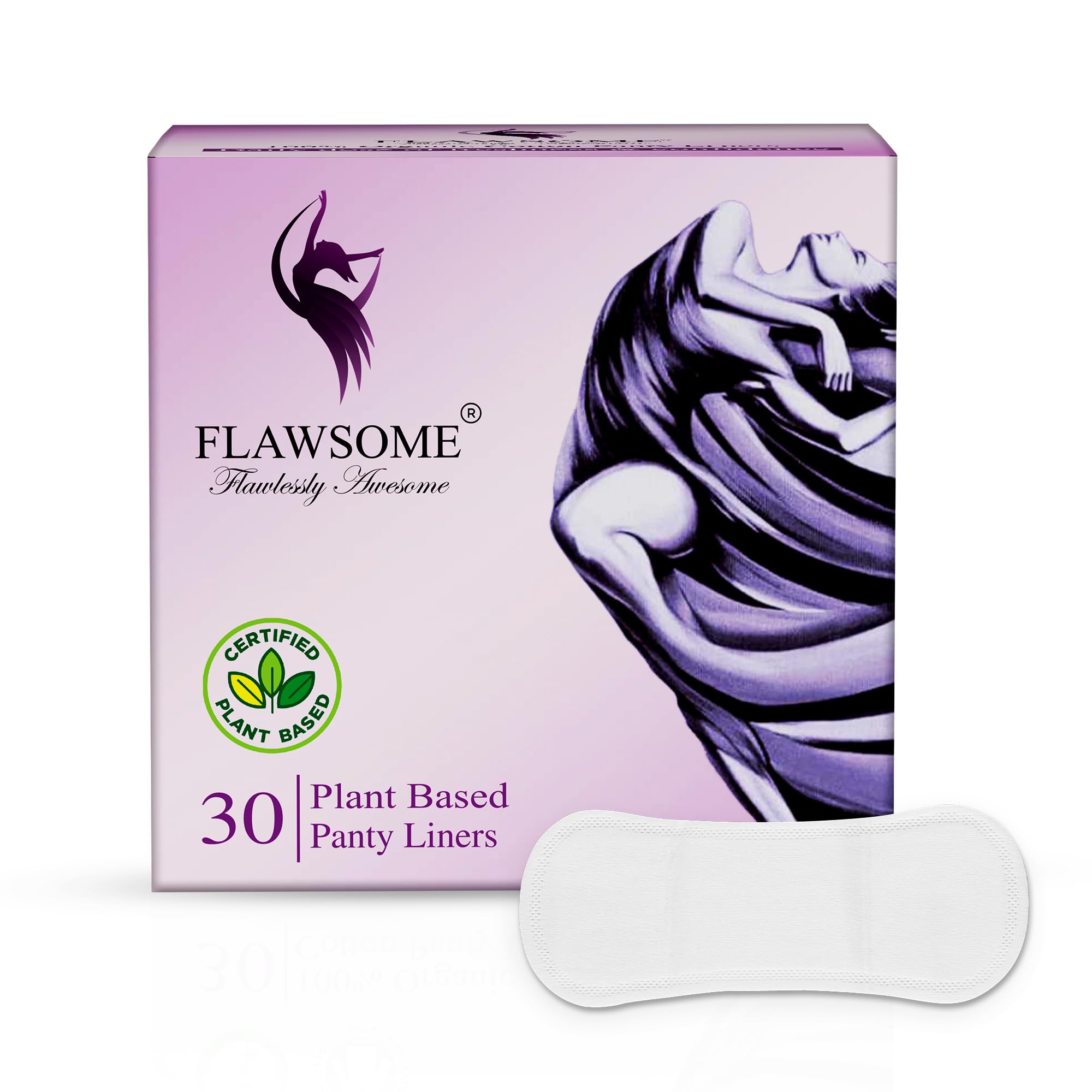 Flawsome Daily Panty Liners for Women & Girls Pack of 30 (160mm) Ultra Soft Plant Based Rash-Free, Breathable & Toxin-Free Perfect for Everyday Freshness & Spotting Leak-Proof Protection