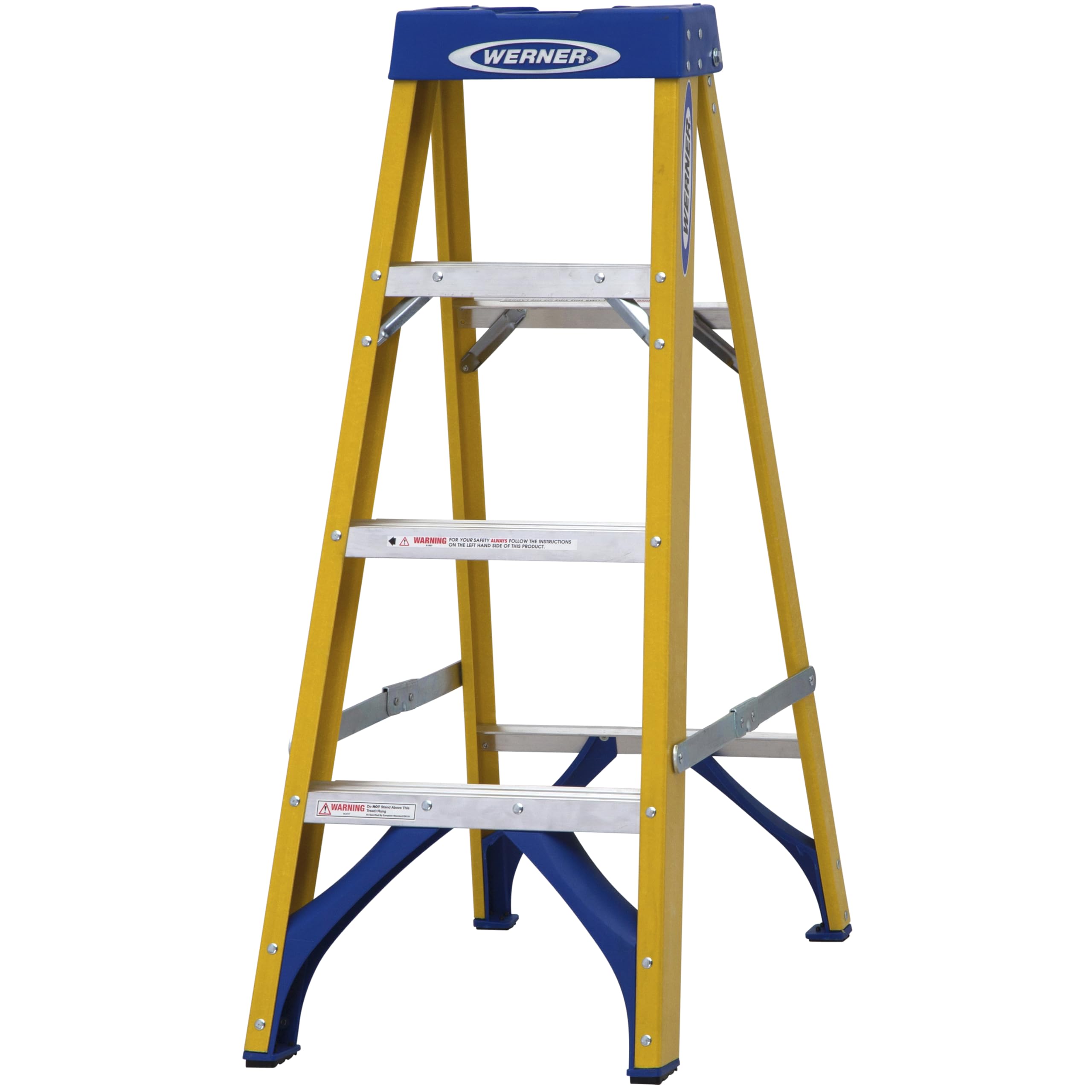 7160418 Fibreglass Swingback Stepladder-4 Tread, Yellow, One Size