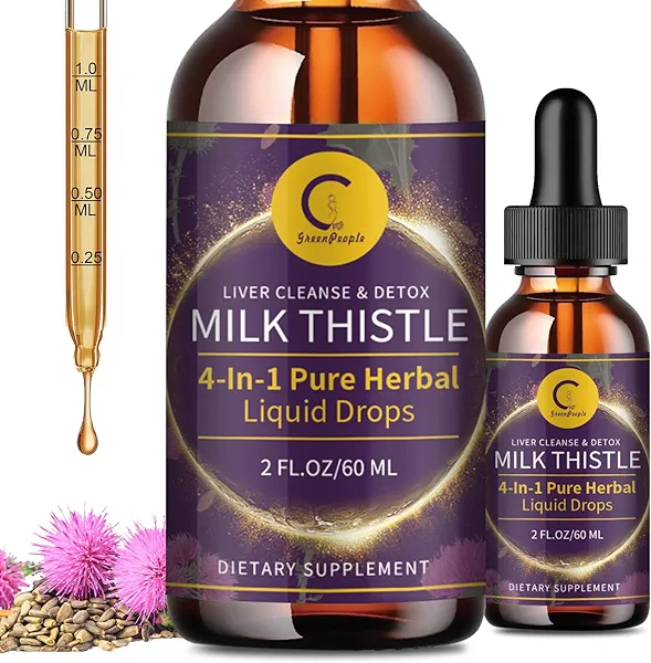 Milk Thistle Extract Drops for Liver Cleanse Detox & Repair, Liver Supplement with Dandelion Root, Artichoke and Turmeric, All-Natural Herbal Liver Support Supplement, Vegan, Non-GMO, 2 FL OZ