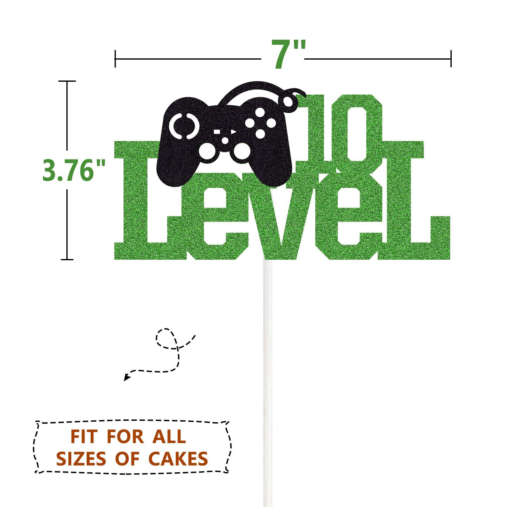 Festiko®Level Up 10 Cake Topper Green Video Game Happy Ten Birthday Theme Party Cake Decoration for Favors 10th Years Old Kids Game Controllers Anniversary Children Birthday Decor Supplies 1