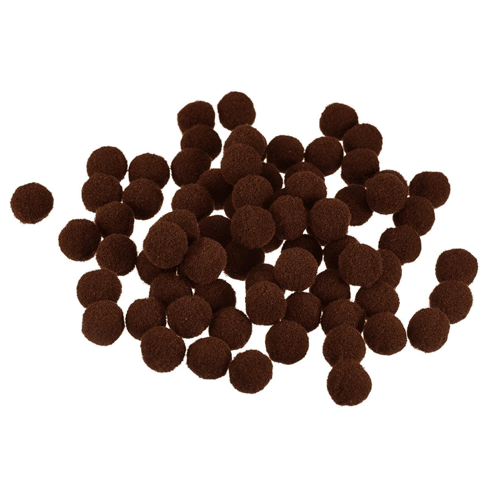 Unifizz 100Pcs Pom Felt Balls, 1.5cm Dark Brown Fabric Pom Poms for Crafts, DIY Decor and Festive — image 1