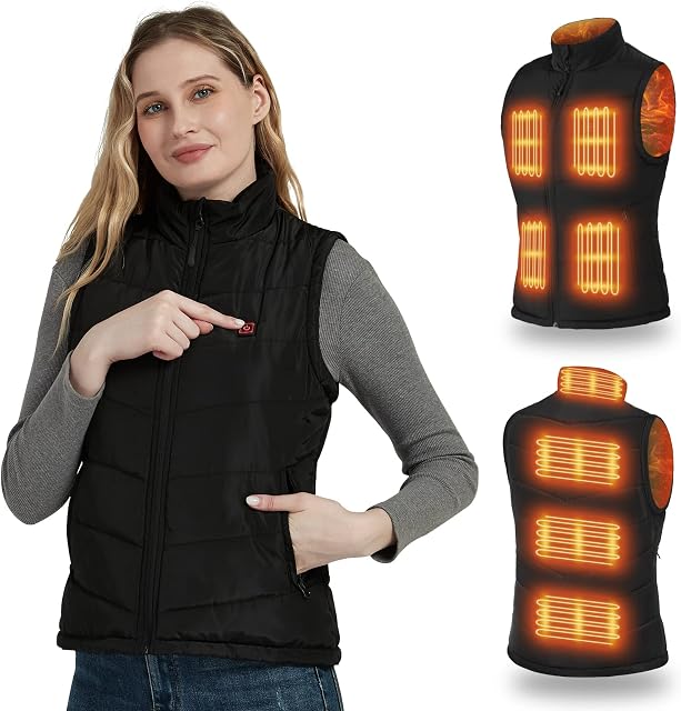 FERNIDA Women Heated Vest, Slim Fit Heated Gilet with 8 Heating Zone, Winter Warm Cold-Proof Clothes (Battery Not Included)