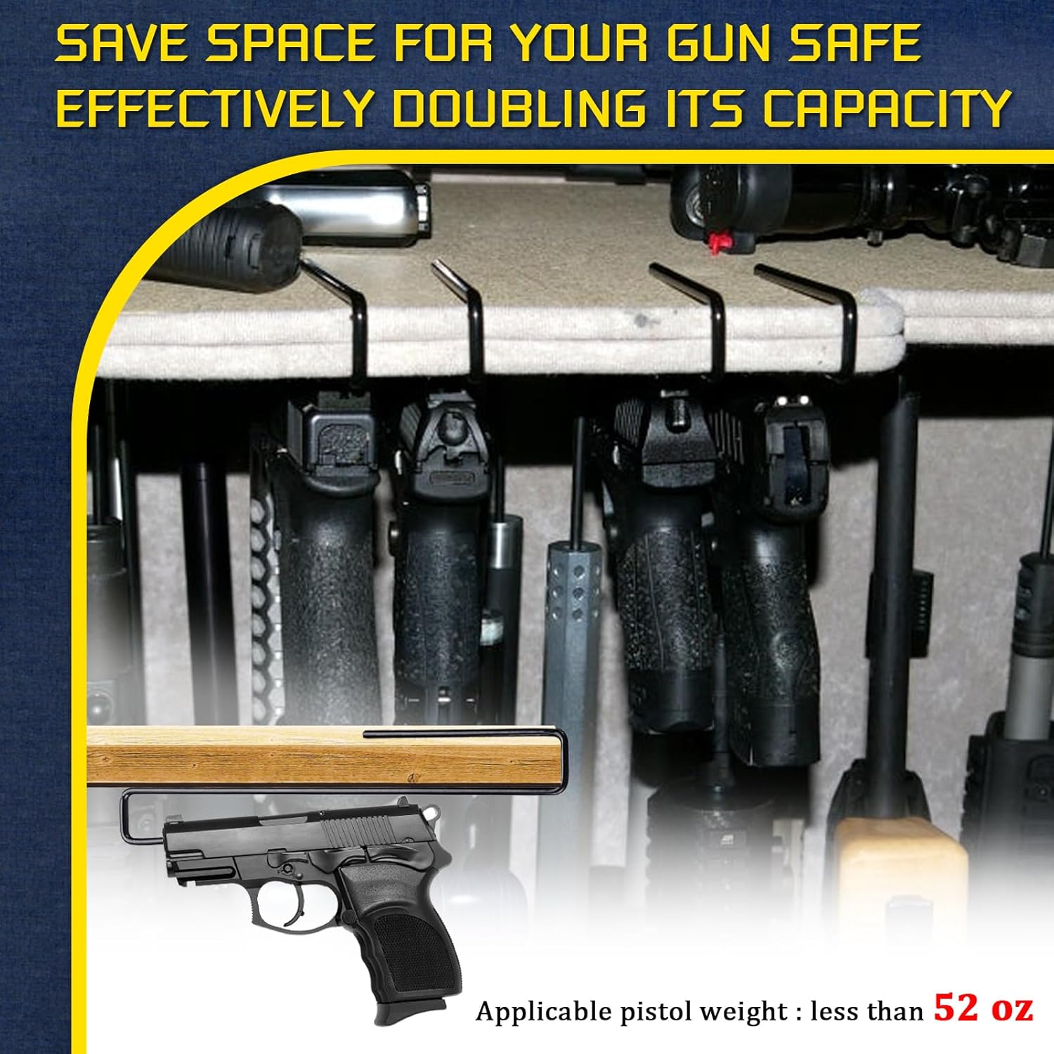 Pistol Rack, Pistol Rack for Gun Safe Shelf, Handgun Rack for Stack On Gun Cabinet, Gun Safe Organizer, Pistol Holder for Safe, Pistol Stand, Perfect Gun Storage Solution, Gifts for Gun Lovers