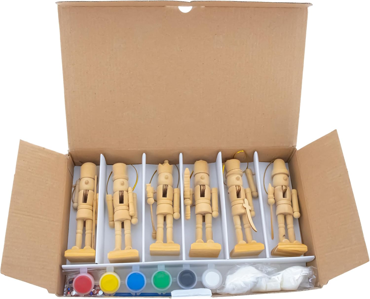 BestPysanky Set of 6 Unfinished Wooden Nutcrackers DIY Craft Kit 5 Inches