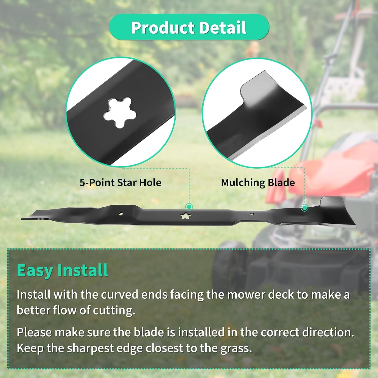 532419274 Mulching Blade for 30" Lawn Mower Deck, Compatible with Hus-qvarna Pou LAN AYP Dixon Sears Craftsman Weed Eater Roper, Replaces 777419274, 419274, 1 Pack