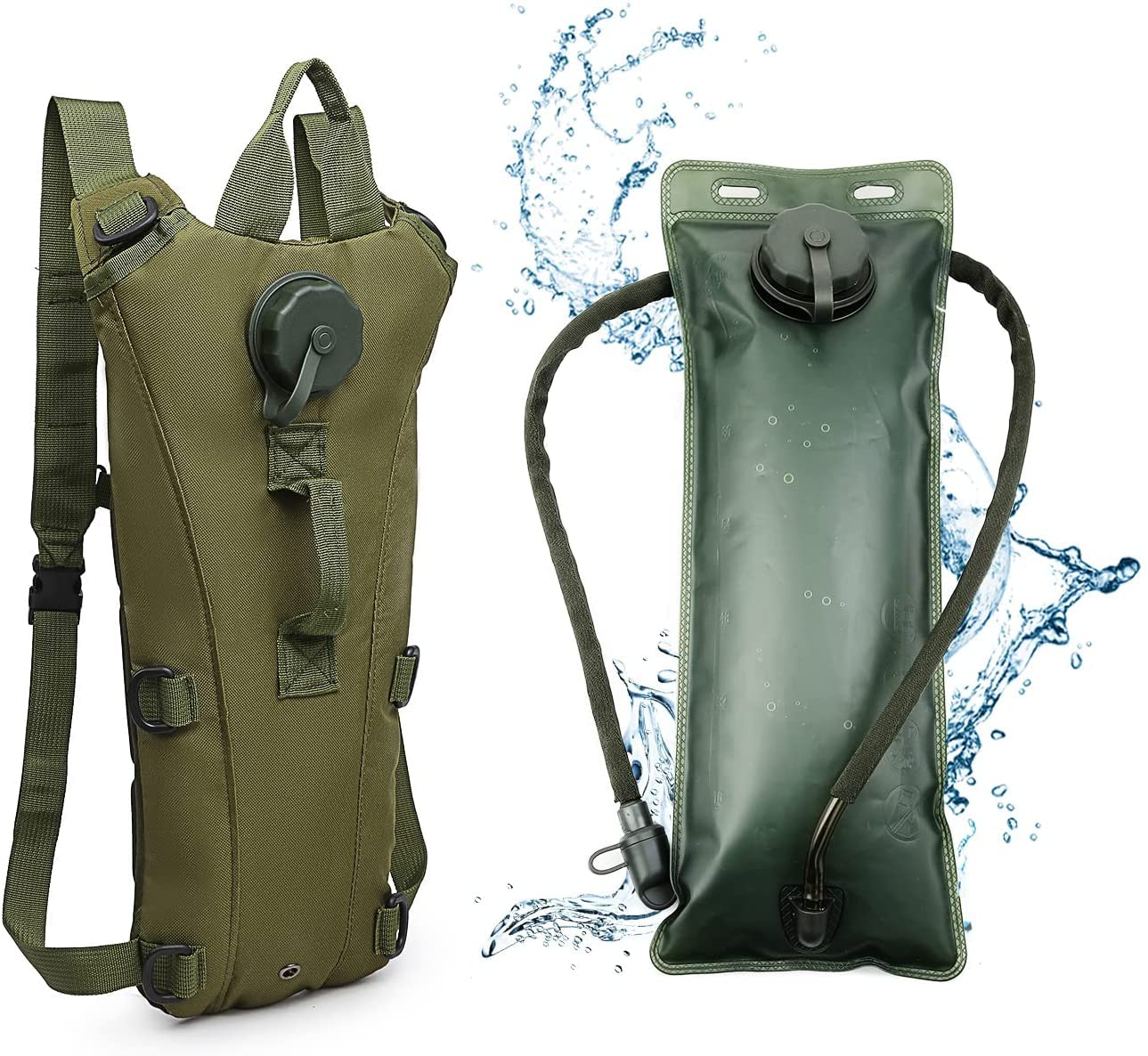 Linist Tactical Water Hydration Pack Backpack Hydration Carrier Backpack,3L Water Bladder Backpack,Leakproof for Running Jogging Cycling Hiking (Green) (B0B1RMY7H3) Amazon Price History, Amazon Price Tracker