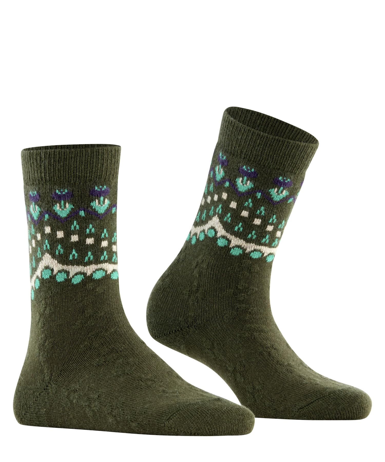 FALKE Kobiety Skarpety Cosy Wool Special Edition W So wełna kaszmir z wzorem 1 Para, Zielony Artichoke 7436, 39-42