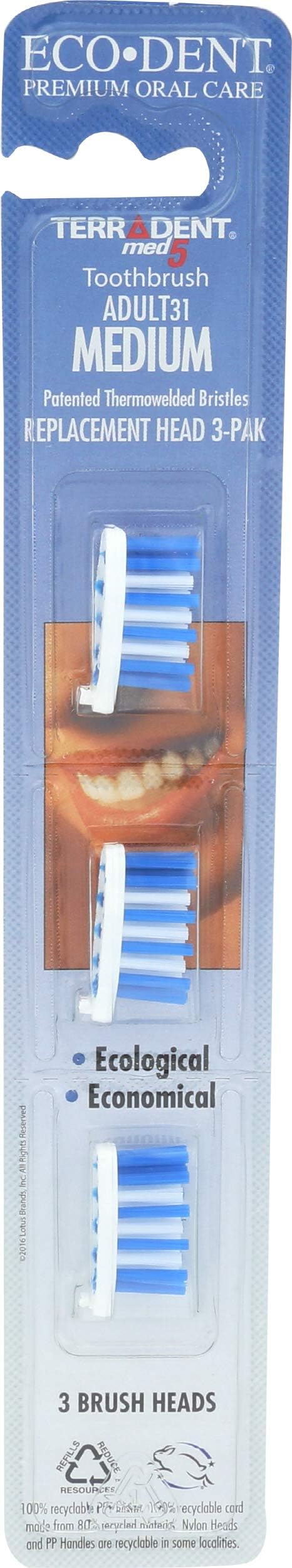 Terradent Toothbrush Head Refill Medium ,1 pack