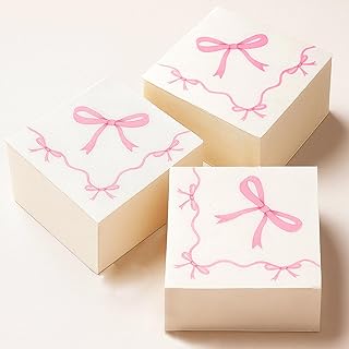 160 PCS Pink Bow Napkins Bar Napkins Disposable Folded 6.5 x 6.5 Inches Pink Bow Decor for Bridal Shower Tea Wedding Birthday Party Bow Theme Decorations