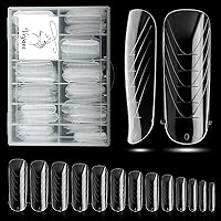 Vista 9 de 120 piezas de formas de uñas dobles, 12 tamaños, extensión media mate, poligel, cubierta completa, moldes de uñas con constructor de escalas, uñas