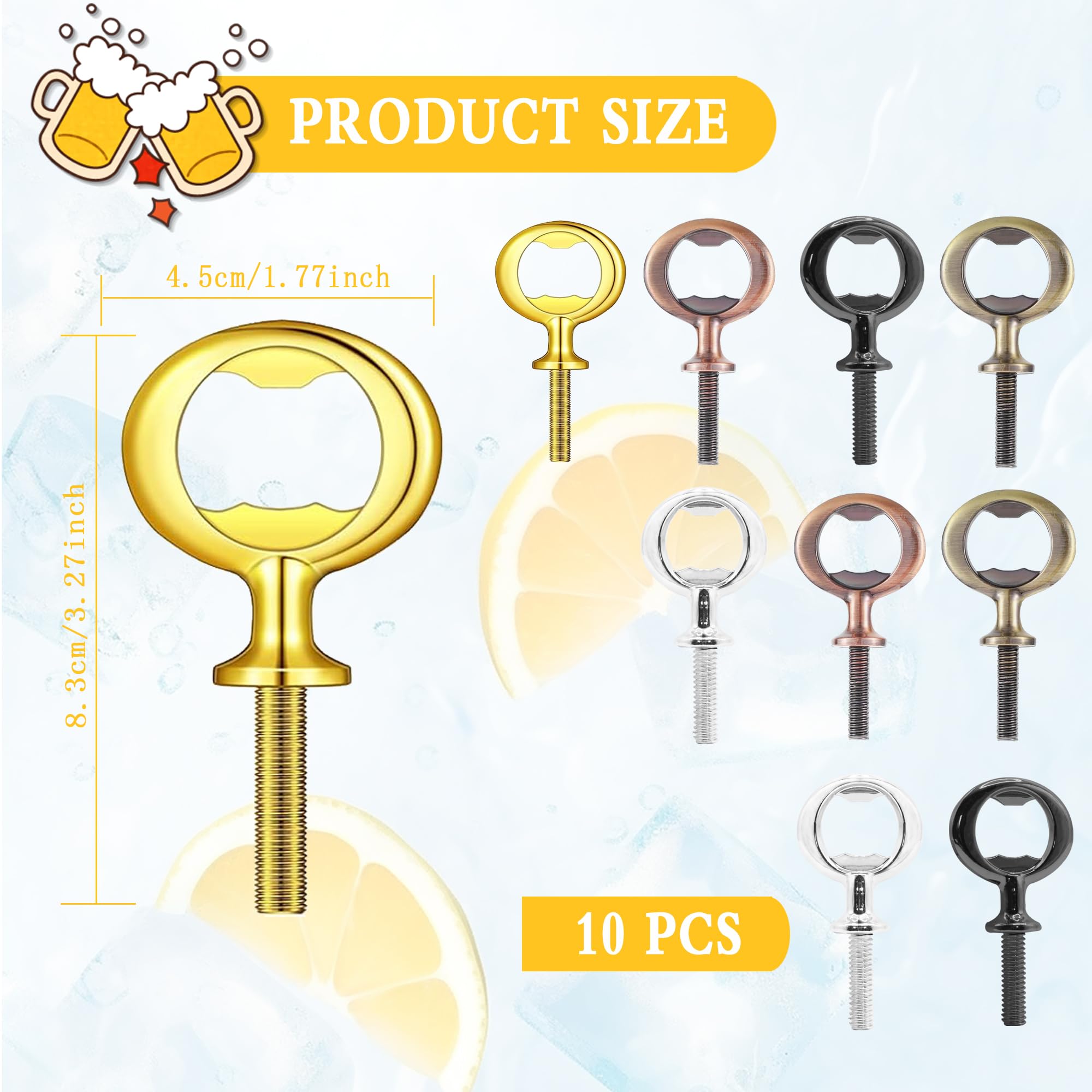 Kit de abrebotellas de metal, 10 piezas de insertos planos de acero inoxidable en blanco, accesorios de cerveza roscados, accesorios para abrebotellas para el día de San Valentín, boda, vino