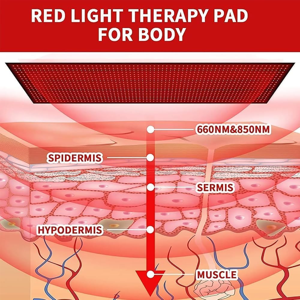 Esterilla de terapia de luz roja con 360 LED para el cuerpo,almohadilla envolvente grande para terapia de luz roja con luz infrarroja cercana de 660nm y 850nm,luz roja,tiempo y brillo ajustables