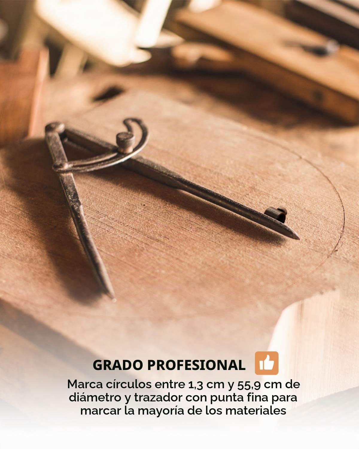 Nicpro Compás Profesional para Carpintería de 8 Pulgadas para Construcción de Ingeniería, Geometría, Dibujo