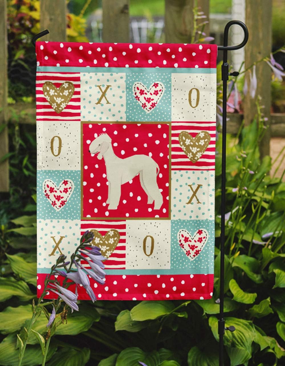 Caroline's Treasures CK5910GF Bedlington Terrier Love Garden Flag Mailbox Flag Decorative Yard Flag Banner Outside Patio Artwork Yard Flower Beds, Garden Size, Multicolor