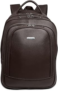 Mochila Executiva De Couro Masculina Grande Para Notebook Cor:Marrom
