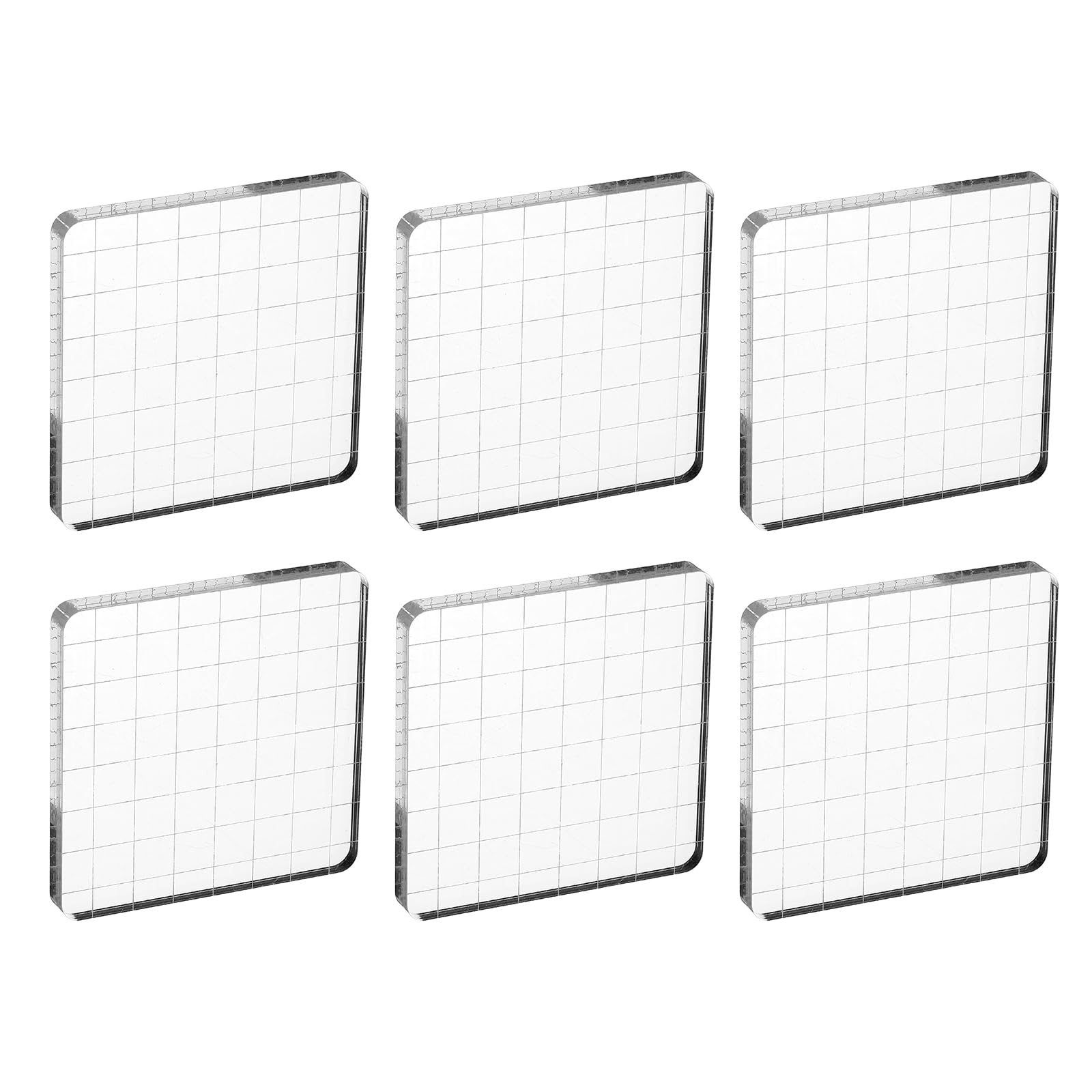 PATIKIL 3"x3" Acrylic Stamp Block, 6Pcs Clear Stamping Block with Grid Lines Decorative Mounting Blocks Square for Scrapbooking DIY Crafts Card Making
