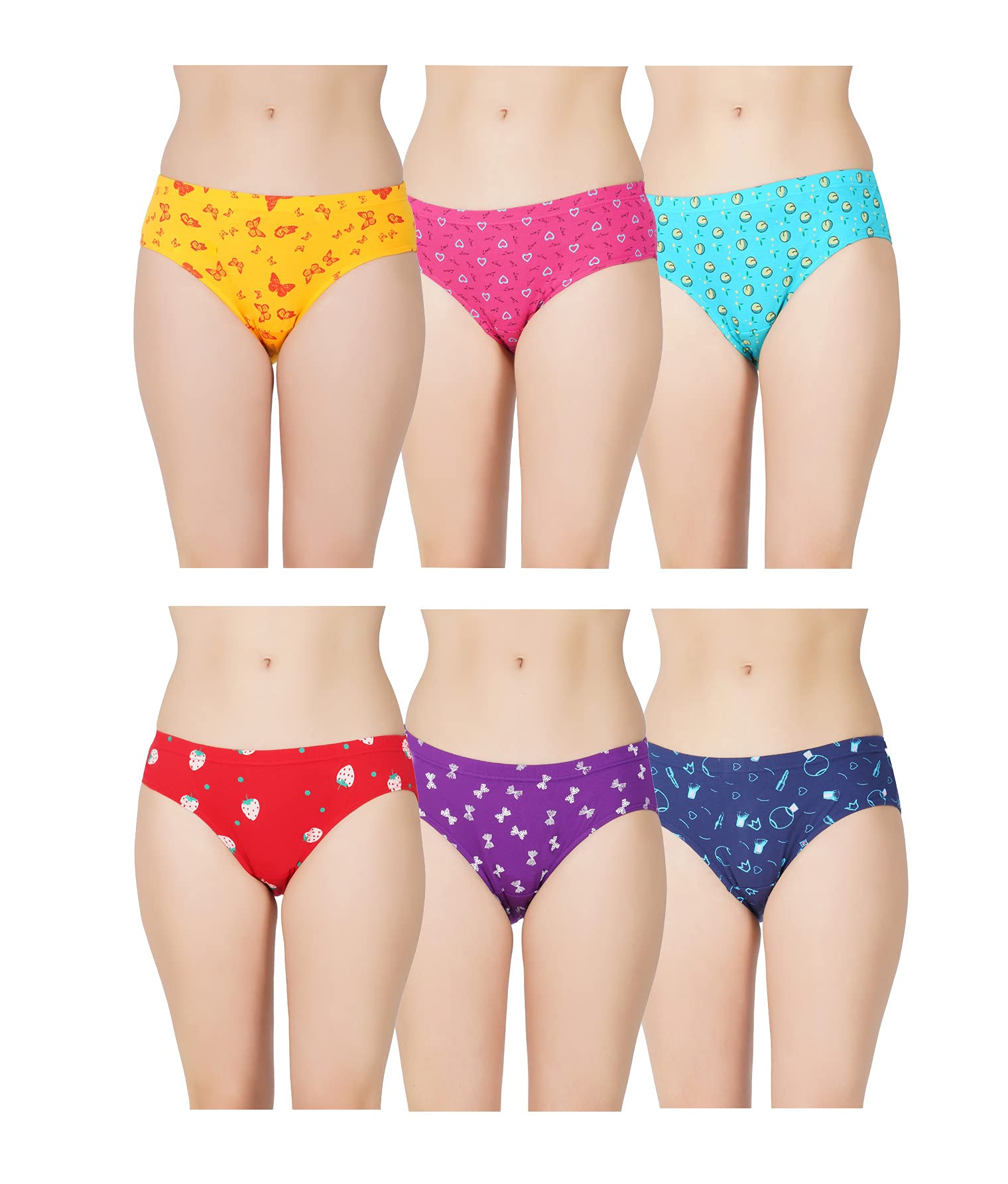 Womens Panties Innerwear Combo Ladies Printed Cotton Briefs Underwear Multicolor- Pack of 6, Multi--image-34