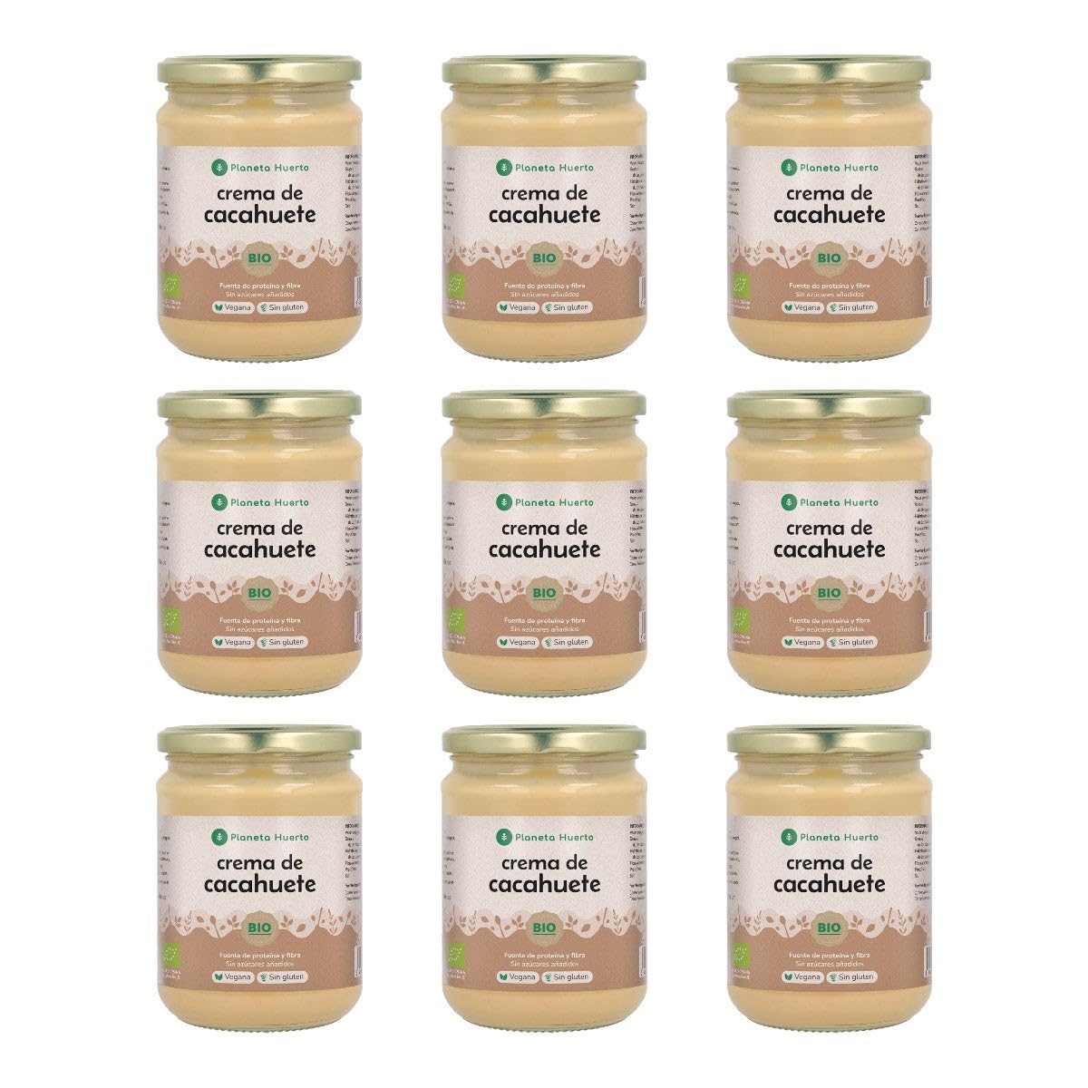 PLANETA HUERTO | Pack 9x Crema de Cacahuetes ECO 350g