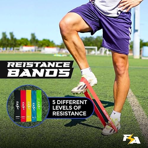 Miniatura 4 de Juego de entrenamiento de velocidad y agilidad (azul y amarillo) - Kit de agilidad con escaleras de fútbol, juego de obstáculos de conos, paracaídas