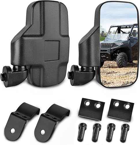 Nilight UTV - Espejos laterales compatibles con Polaris Ranger 1000 Can-Am Defender Maverick Trail Pro-Fit Tubo perfilado ajustable con tubo