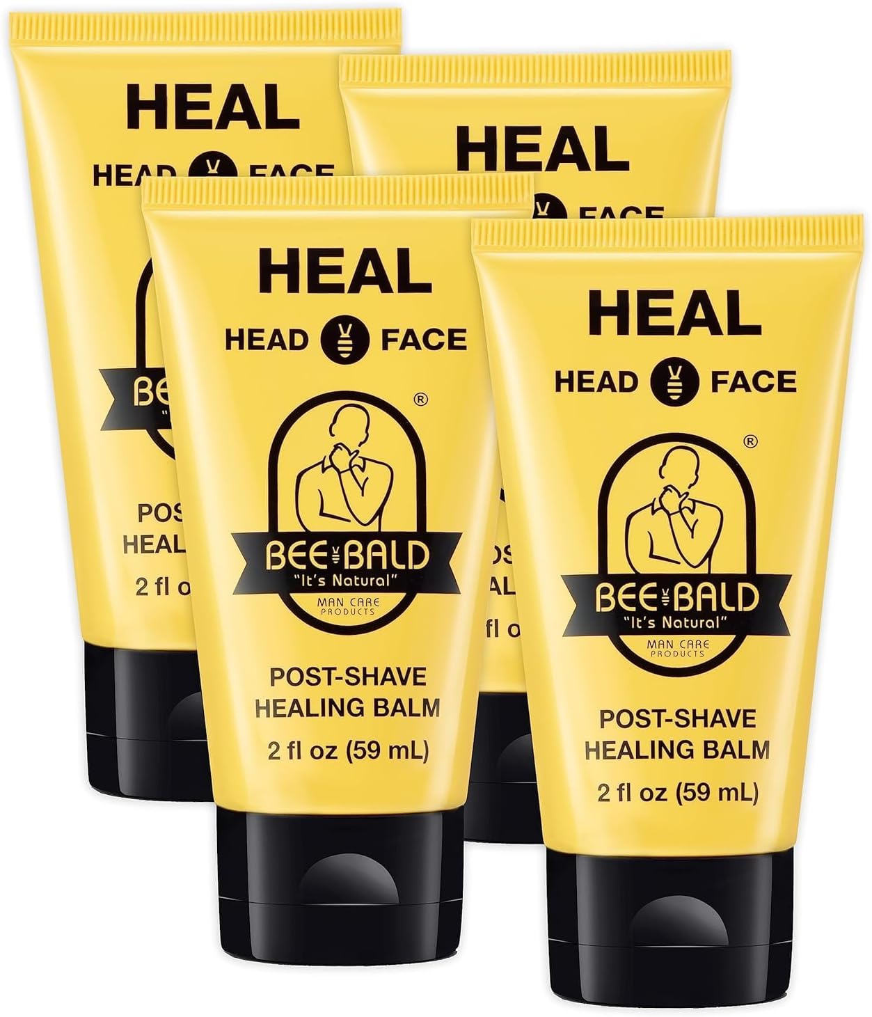 Bee Bald HEAL Aftershave for Men Healing Balm, Immediately Calms & Soothes Damaged Skin, Treats Bumps, Redness, Razor Burn & Other Shaving Post Shave Irritations, 2 Fl Oz (Pack of 4)