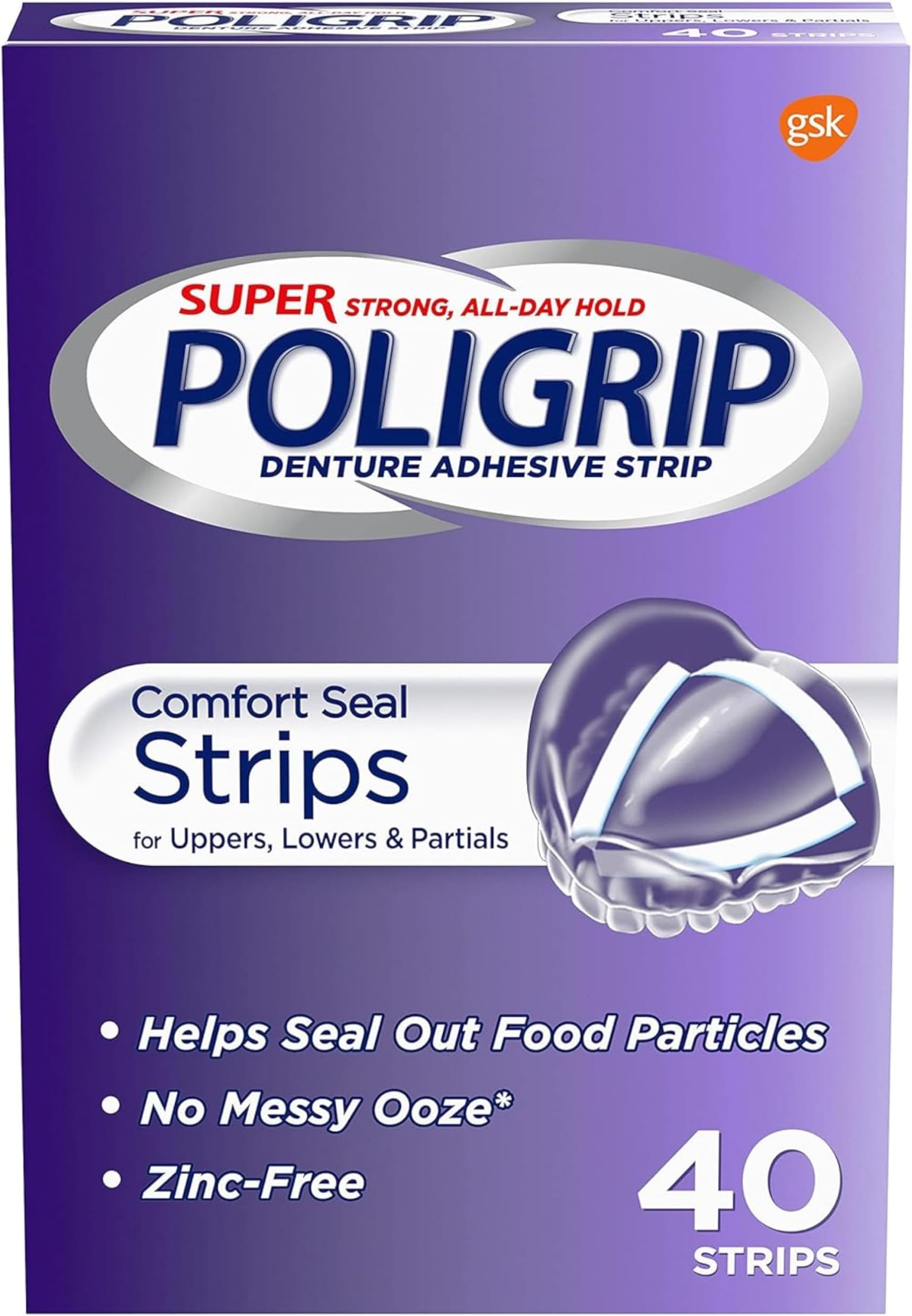 Comfort Seal Strips Denture Adhesive - 40 Strips