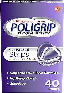 Super Poligrip Strips Size 40 Ct Poligrip Strong All Day Comfort Seal Denture Adhesive Strips