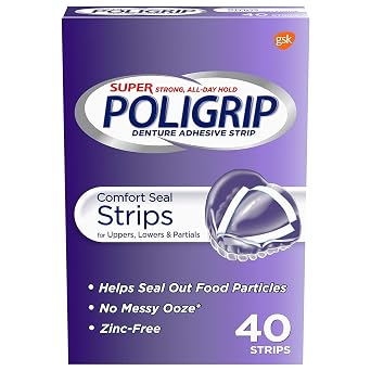 Super Poligrip Comfort Seal Denture Adhesive Strips, 40 Count