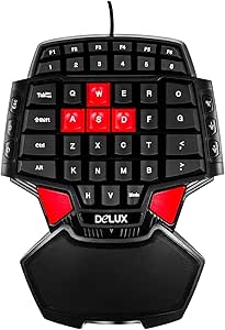 DEEBOL 46-Key Wired Professional Singlehanded backlit Gaming Keyboard Mini Gaming Keypad Ergonomic Gamepad With LED Game keyboard