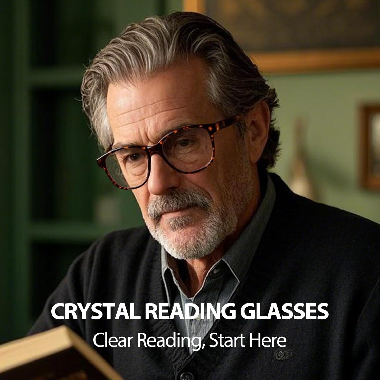 VIEWBETTER Natural Crystal Stone Reading Glasses with Clear Real Glass Smoky Quartz Lenses UV Protection Scratch Resistant - Image 2