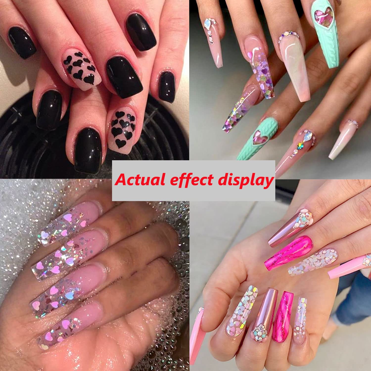 Amazon.co.jp: レッドハートネイルアートグリッターバレンタインデー