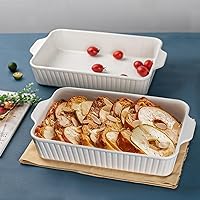 Vista 5 de Casserole Dishes for Oven 9x13,2 Pack Ceramic Baking Dish Large & Deep,4.2 QT Casserole Dish Set with Handles Durable Bakeware for Lasagna, Roasts