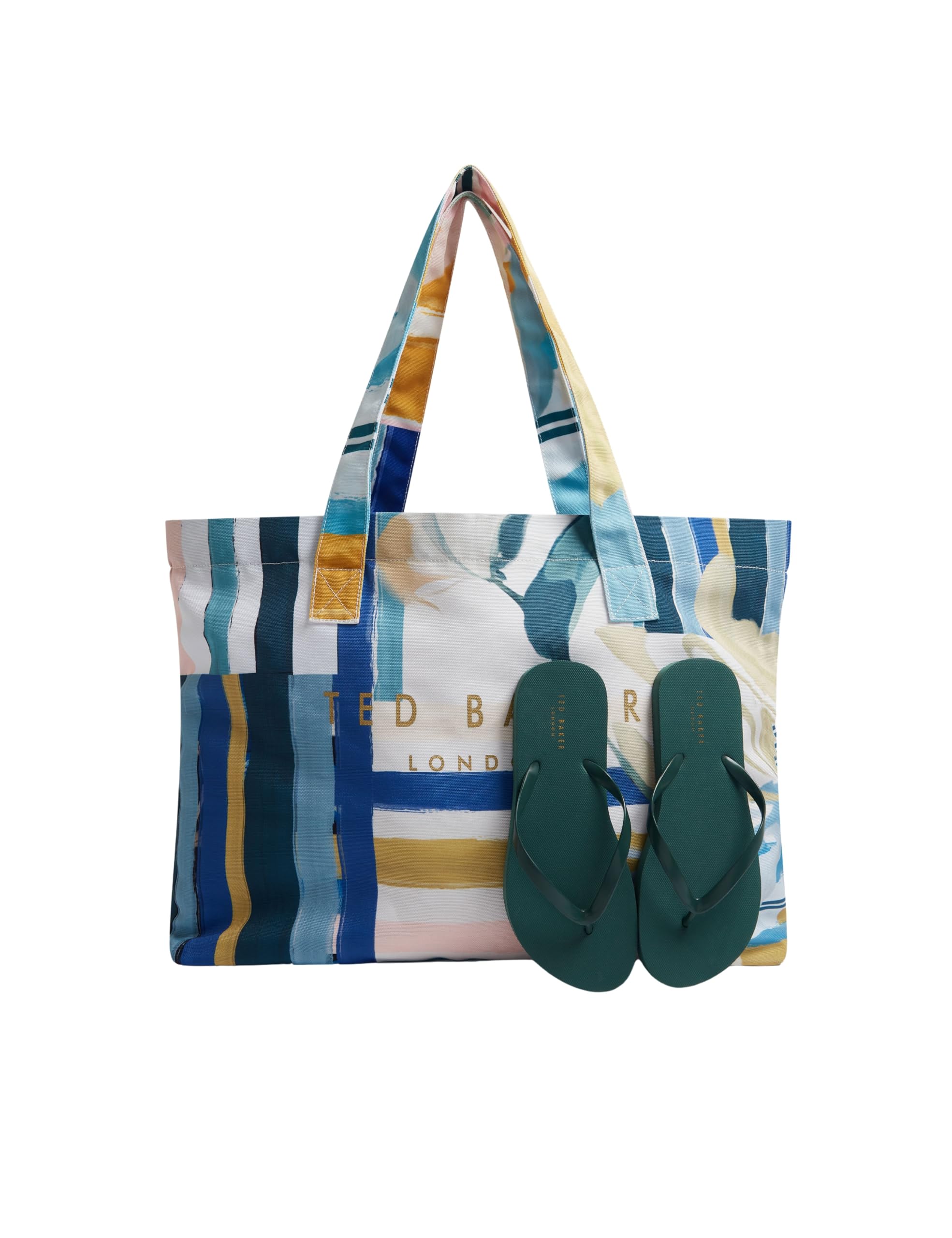 SHELYSS - Borsa shopper e infradito in tela stampata