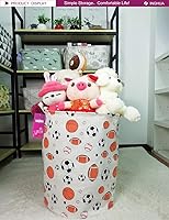 Vista 3 de Cesta de lavandería grande de tela de lona ligera, cesta de almacenamiento para juguetes, ropa sucia plegable, impermeable, para dormitorios