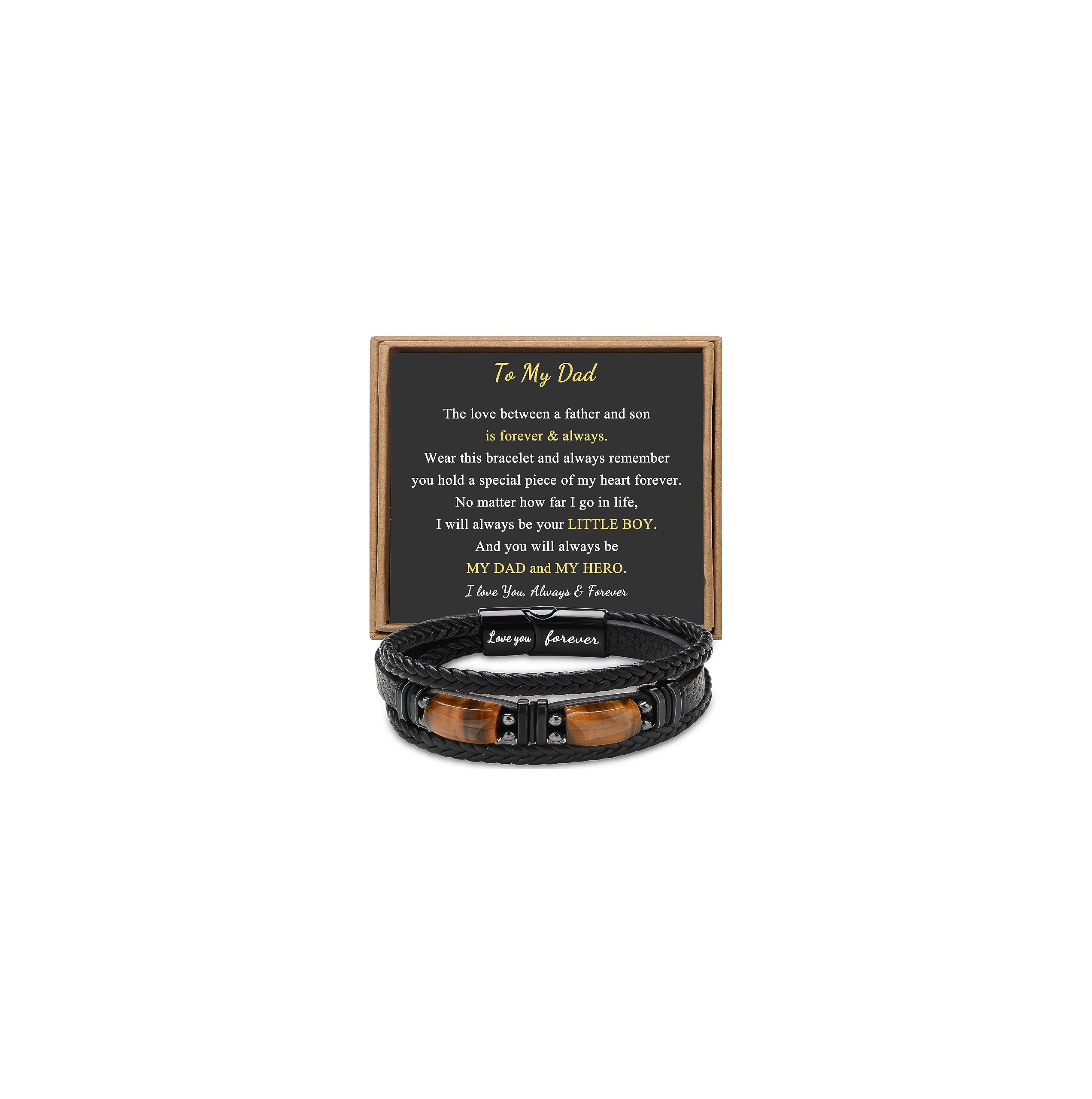 for Men Dad Boyfriend Son Grandson Brother Love You Forever Tiger Eye Stone Fathers Day Birthday Anniversary Christmas