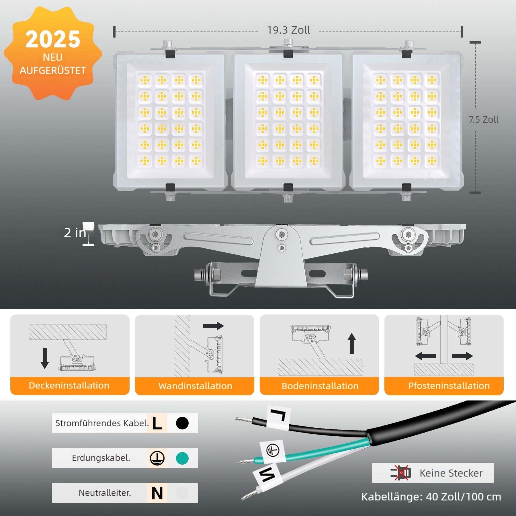 Projecteur LED D'extérieur, éclairage De Sécurité étanche IP66 Pour Jardin Garage Cour Parking Lumiere Blanche Froide 30 W 90381248
