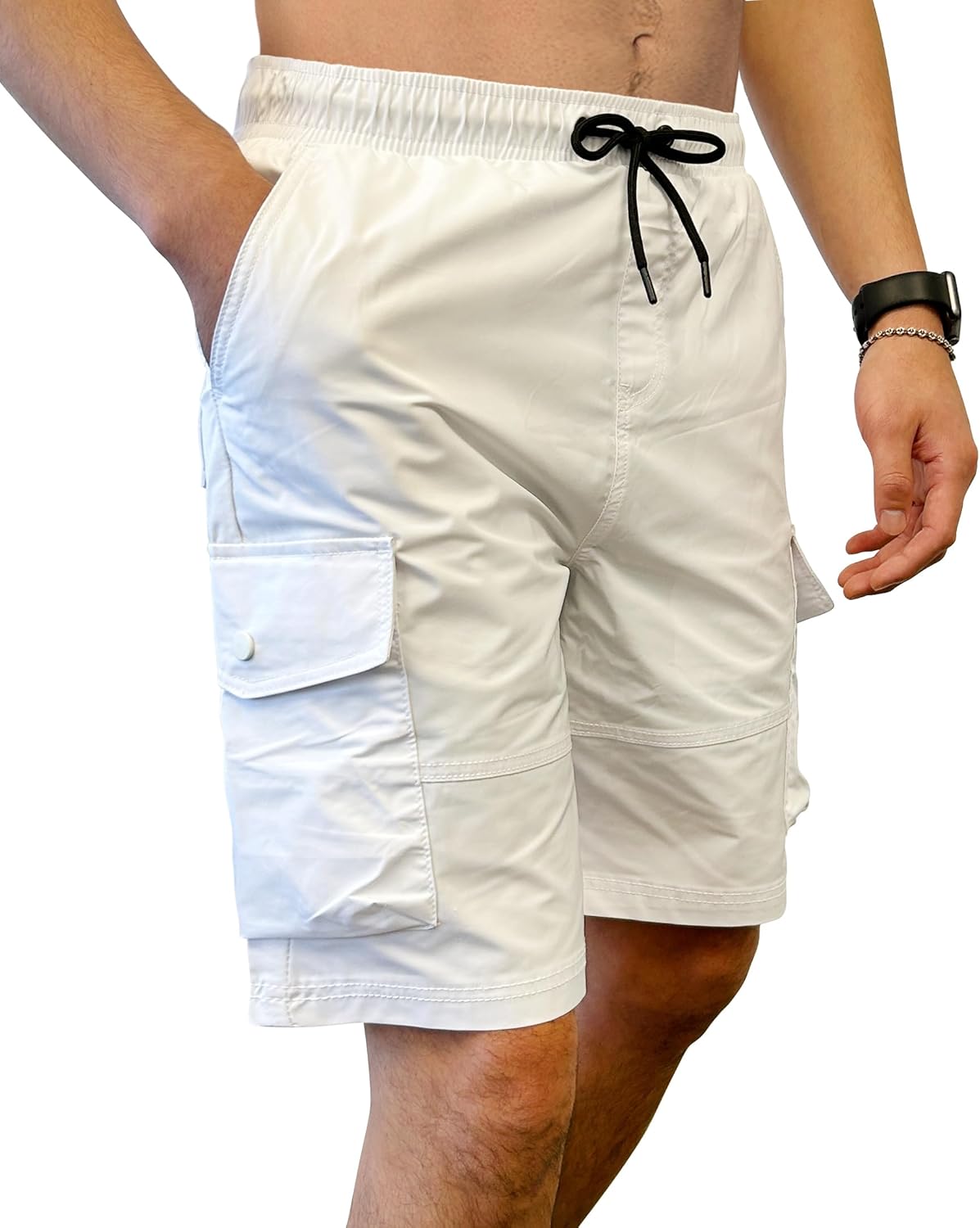 Southpole Mens Tech Woven Nylon Cargo Shorts, Quick Dry, Lightweight, Adjustable Waist - Image 2