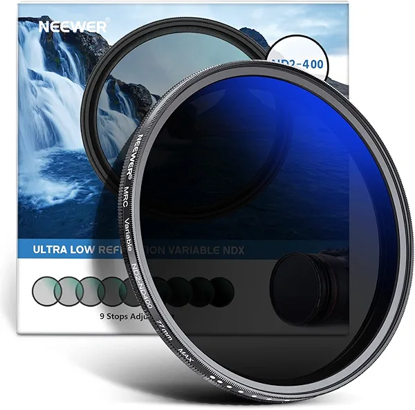 NEEWER 77mm Variable ND Filter ND2-ND400 (1-9 Stops), Neutral Density Filter, Multiple Coatings, Water and Scratch Resistant
