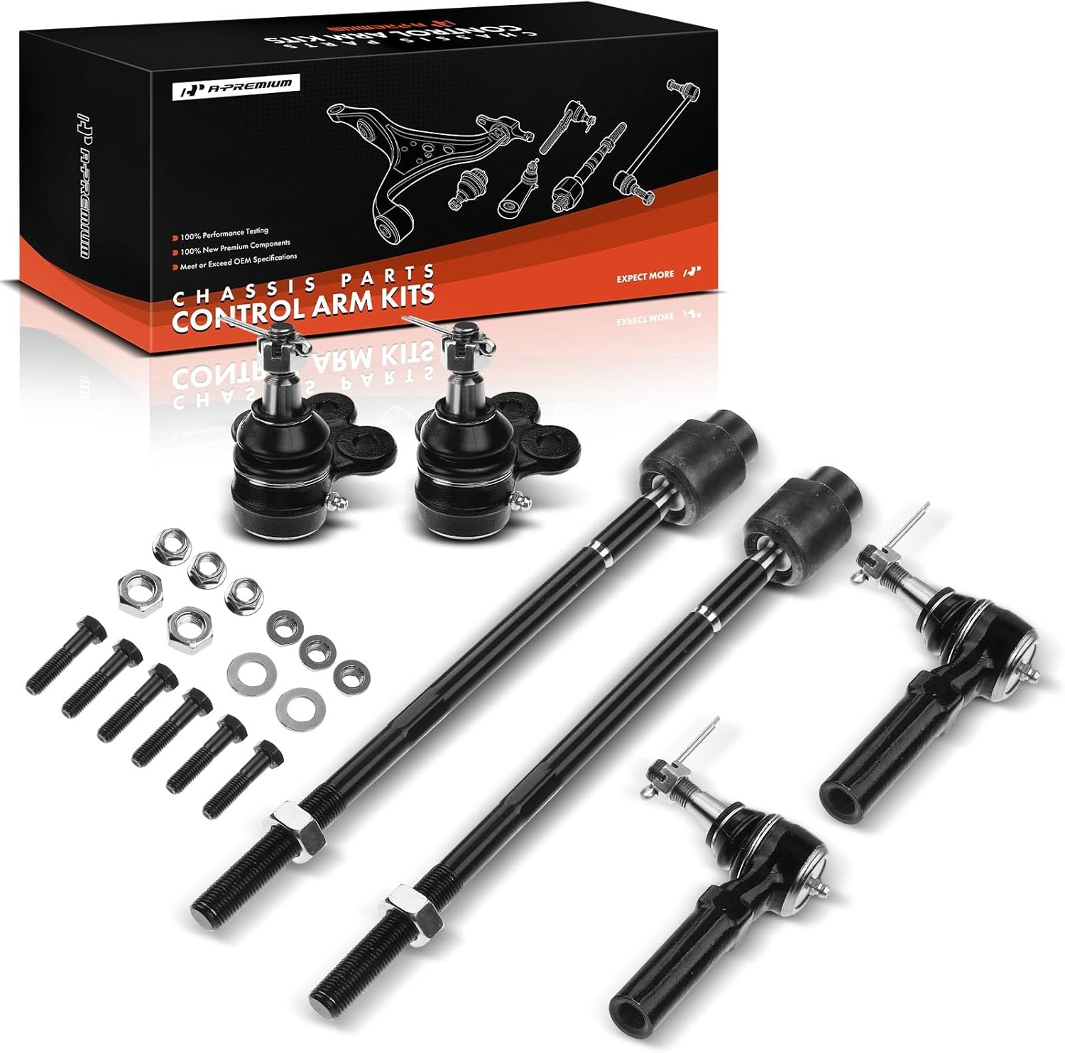 A-Premium Set of 6, Front Lower Ball Joint, Inner & Outer Tie Rod End, Compatible with Pontiac Grand Prix 2004 2005 2006 2007