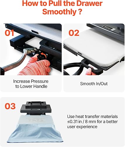 Miniatura 11 de VEVOR Prensa de Calor Híbrida, 15 x 15 pulgadas, Multifunción 8 en 1, Se Calienta Rápido y Uniforme, Diseño Completamente Nuevo Patentado, Fácil de