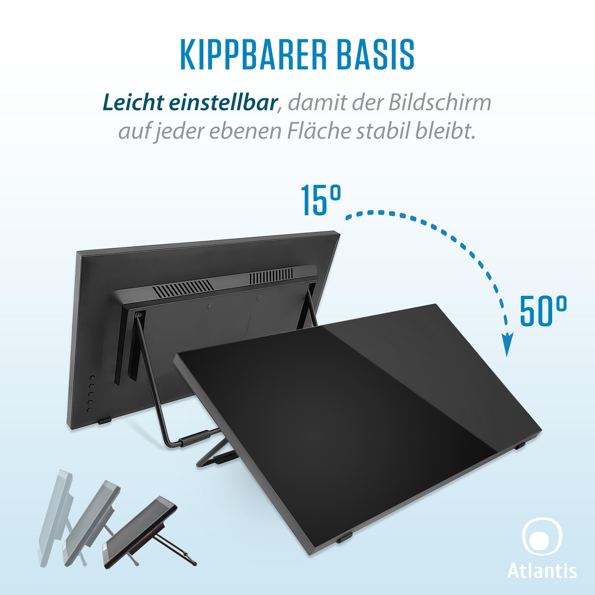 Atlantis Touch-Monitor 22 Zoll Full HD mit 10-Punkt-Touch, Glas 7H