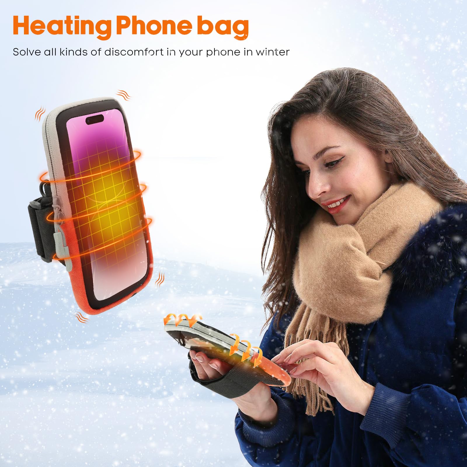SenMore Funda térmica para teléfonos Inteligentes, prolonga la Vida útil de la batería, Ahorra energía, cálida Funda para teléfono Compatible con iPhone, Huawei, Samsung, Xiaomi, etc