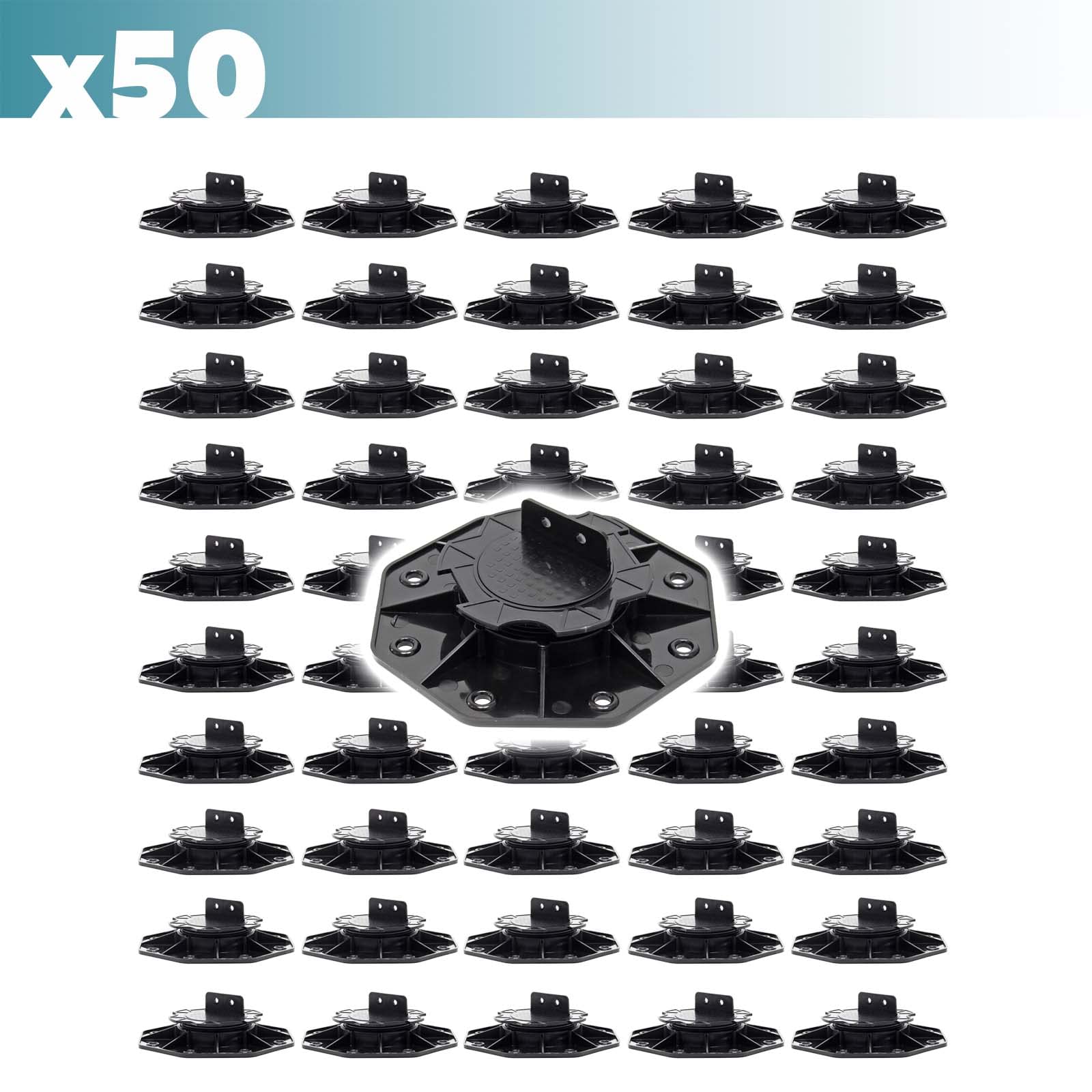 XPOtool Set 50 supporti per pavimenti galleggianti, Altezza regolabile 18-25mm Max 2700 kg, Piedini per Decking