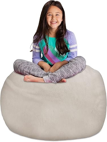 Miniatura 133 de Posh Stuffable - Sillón puff con almacenamiento para niños, contenedor de animales de peluche, organizador de juguetes de niños Lienzo Burbujas Azul