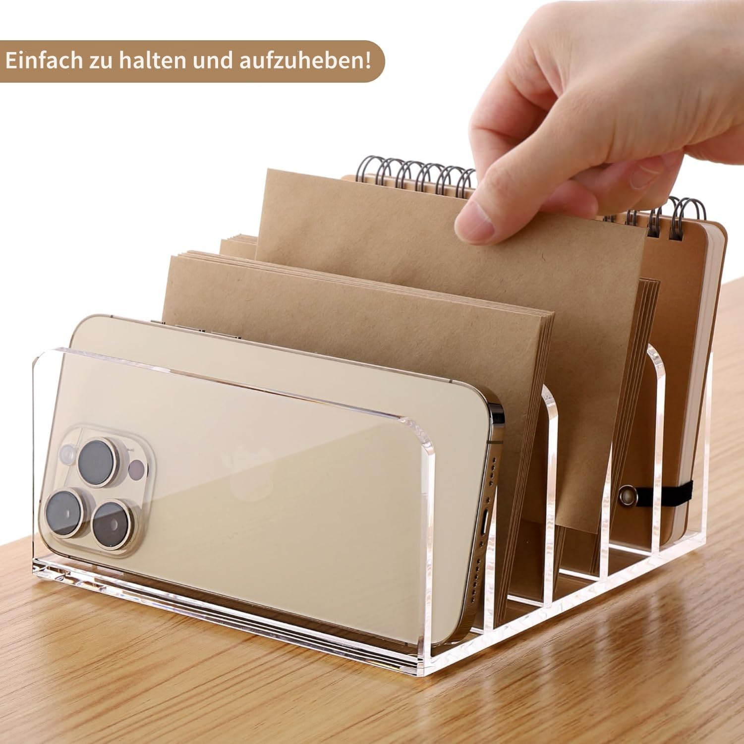 MUSLONG Acrylic Letter Holder, Desk Letter Tray, Letter Stand for Notes Business Card and Postcard - Image 3