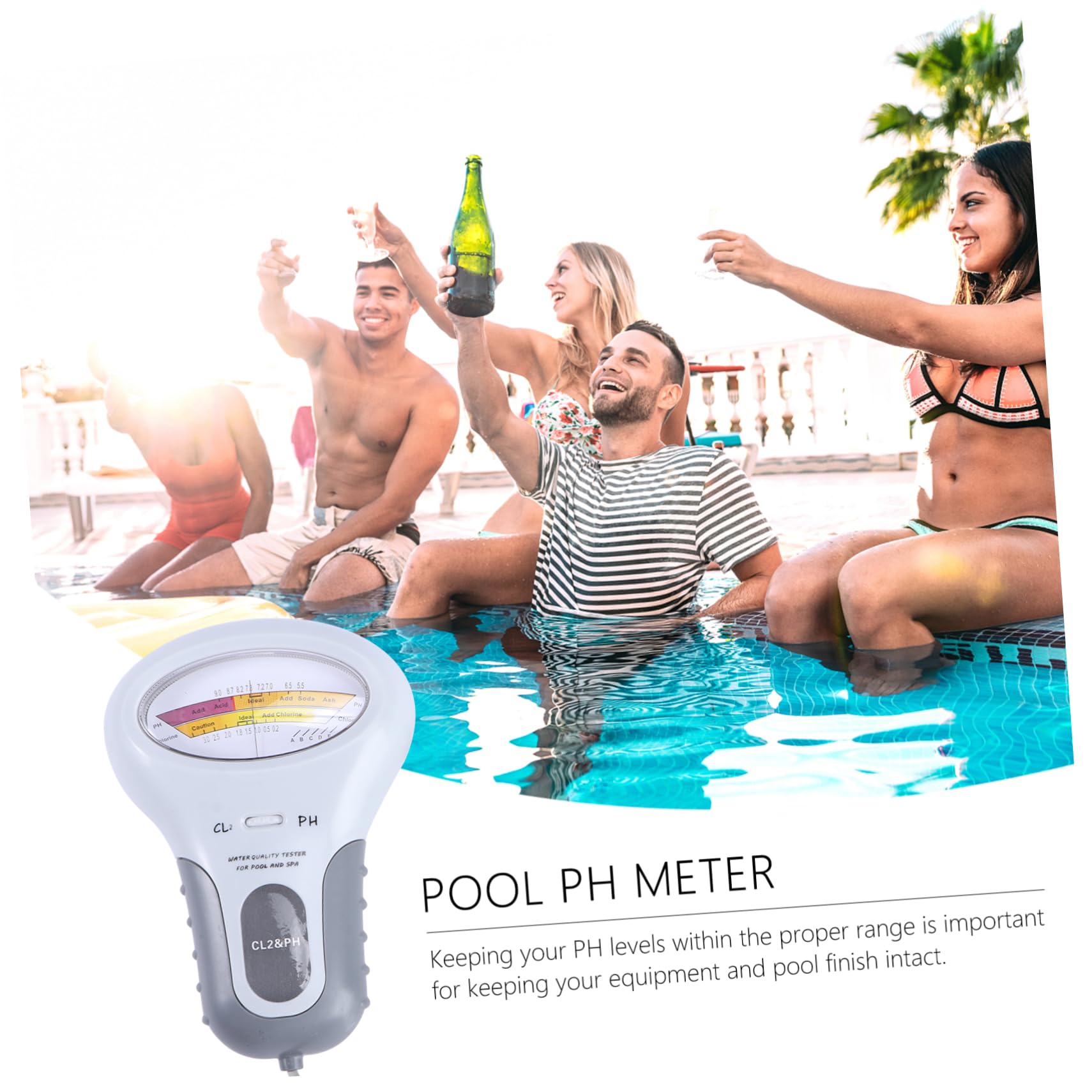 Medidor de Ph de Piscina Pc102 Portátil de Plástico Blanco